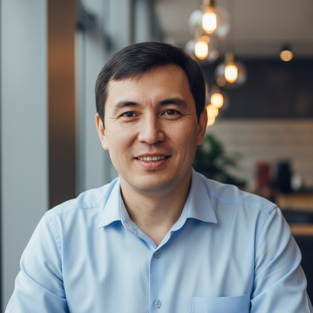 Kazakh male customer portrait in business casual